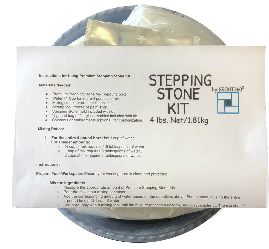 DIY Mosaic Stepping Stone Kit — Premium White Concrete (8-Inch mold)